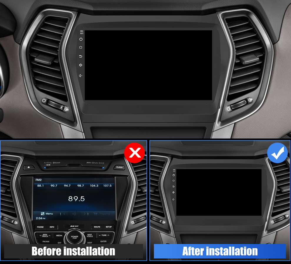 Navigatie Hyundai Santa Fe IX45 (2010-2018), Ecran 9 inch, Carplay / Android auto, Youtube, Waze