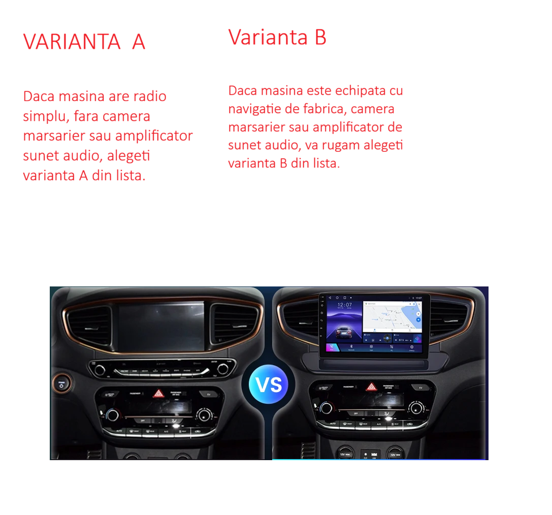 Navigatie Hyundai Ioniq (2016-2022), Ecran 9 inch, Carplay / Android auto, Youtube, Waze