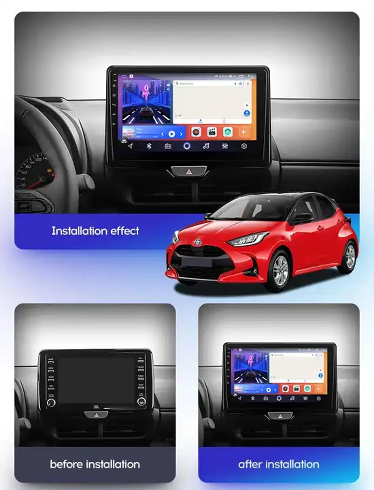Navigatie Toyota Yaris (2018-2025), Ecran 10 inch, Carplay / Android auto, Youtube, Waze