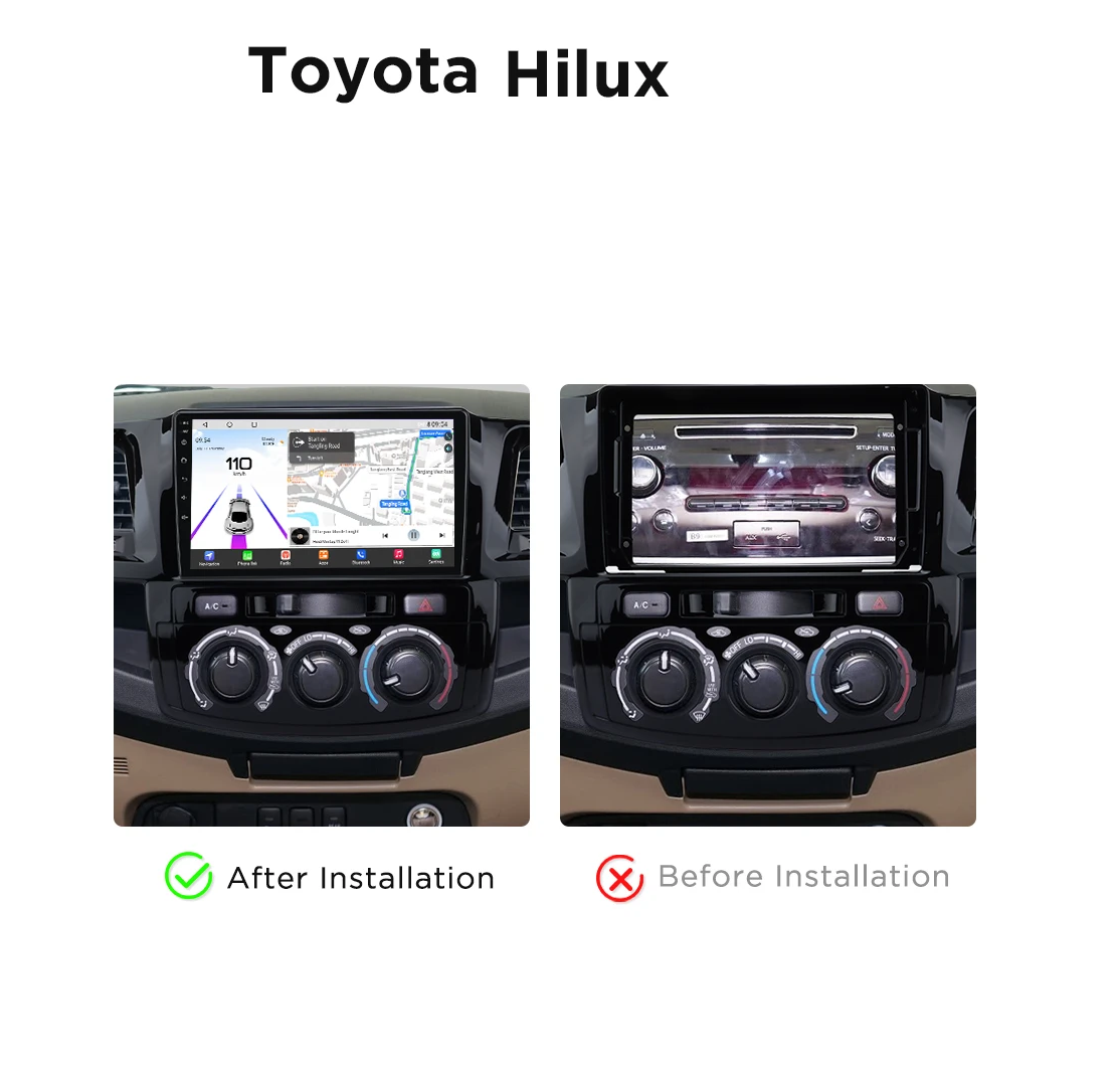 Navigatie Toyota Hilux (2005-2015), Ecran 9 inch, Carplay / Android auto, Youtube, Waze