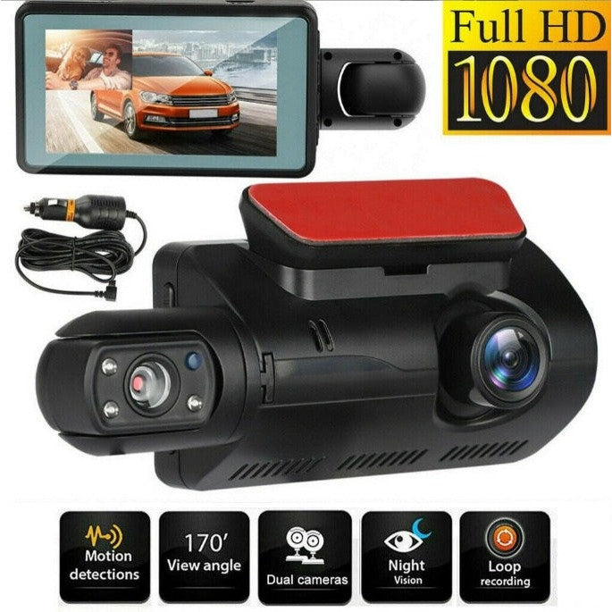 Camera DVR trafic, FULL HD, frontala + interior, detectare impact