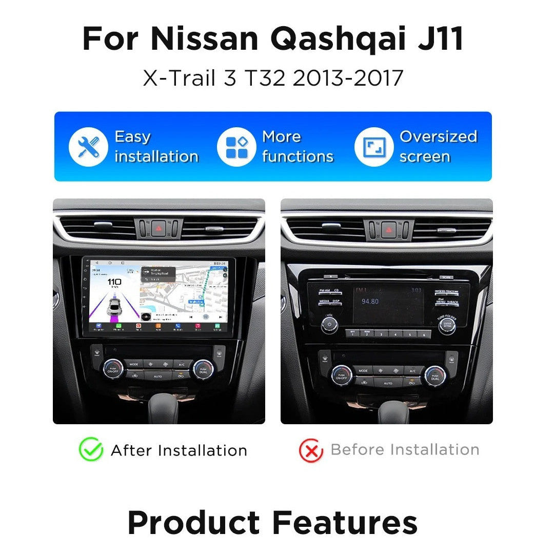 Navigatie Nissan Qashqai J11 (2013-2017), Ecran 10 inch, Carplay / Android auto, Youtube, Waze