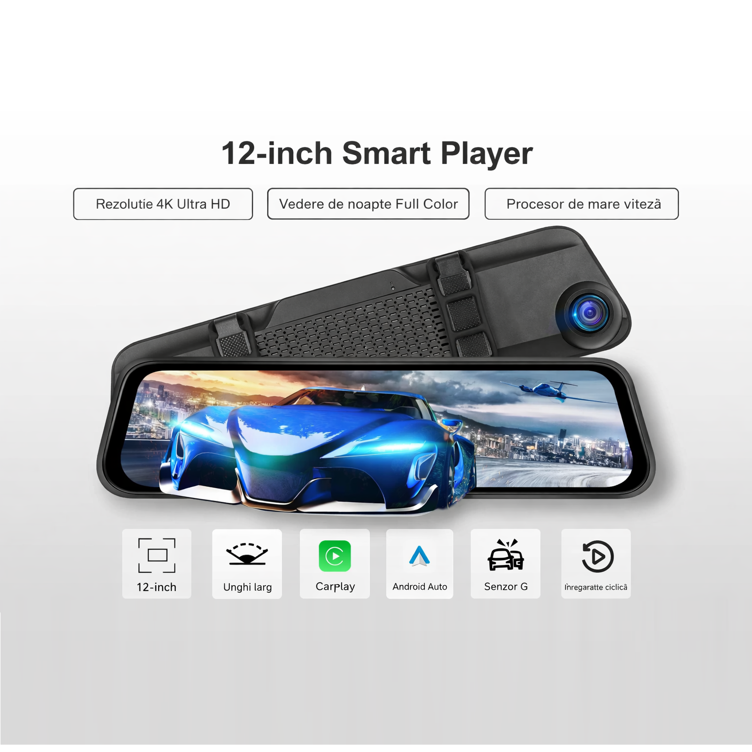 Camera auto DVR in oglinda, functie carplay, 4K