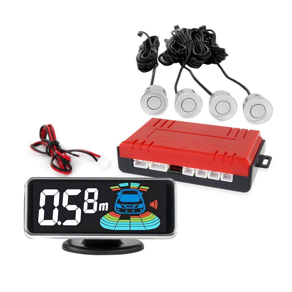 Kit 4 senzori de parcare cu afisaj LED pe senzor individual, cu temporizator, 3D