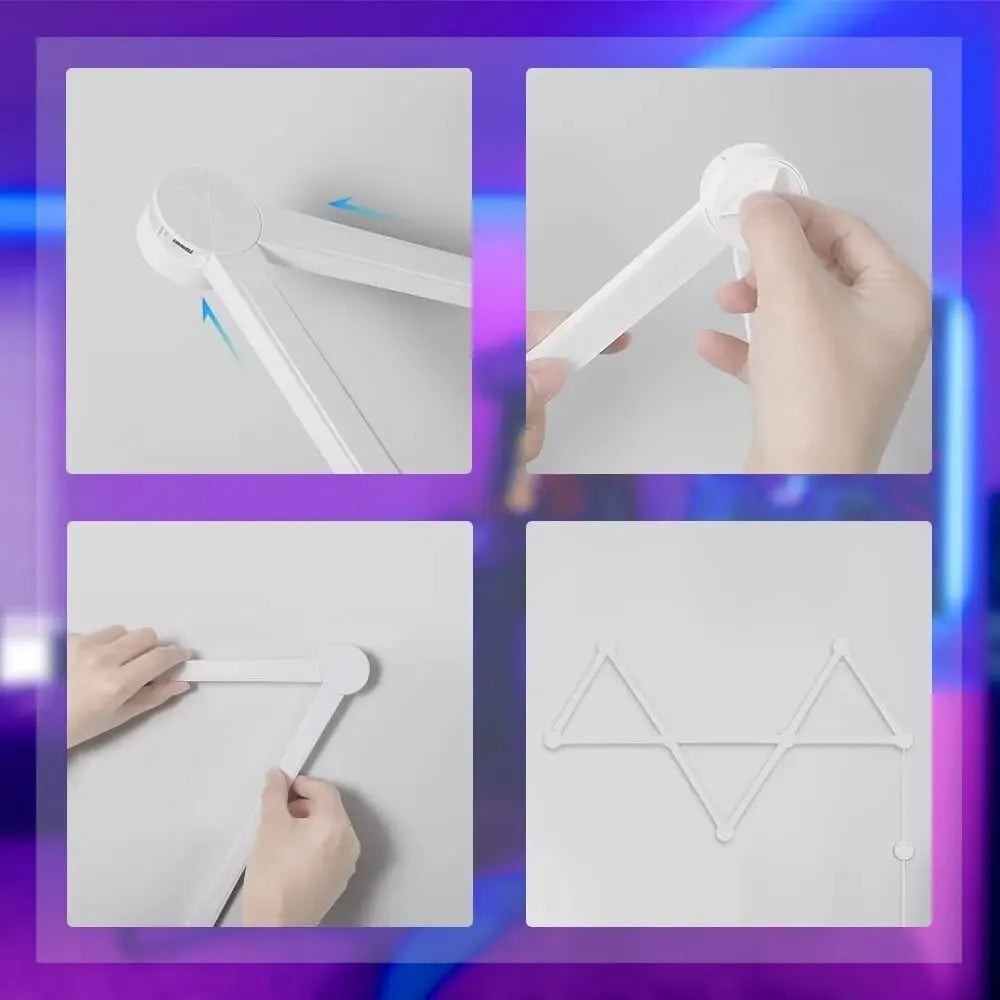 Kit 9 panouri LED RGBW luminoase modulare inteligente, wifi, bluetooth