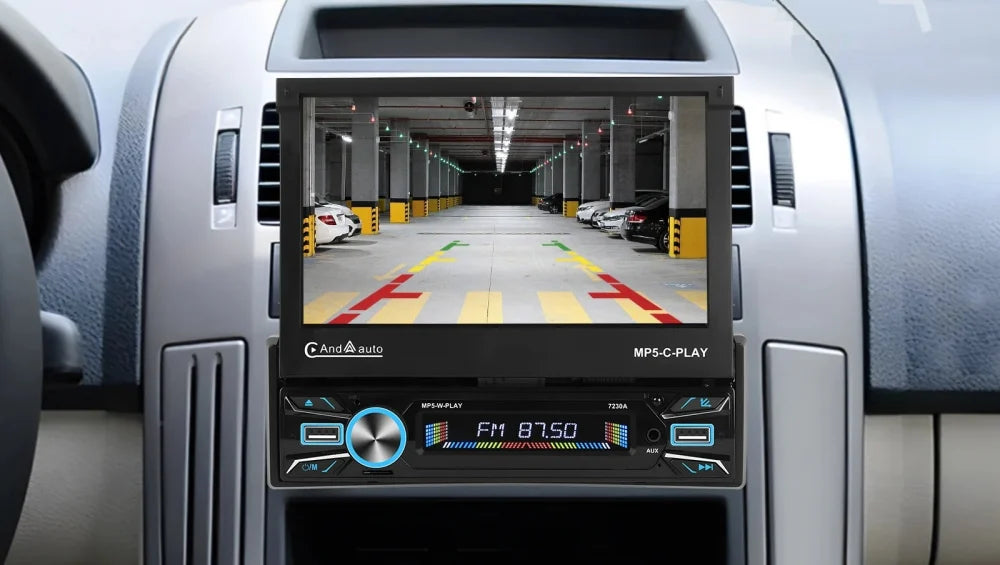 Navigatie 1DIN, Ecran retractabil automat de la buton, 2GB RAM 64GB, Android 12, Bluetooth, Wifi, Carplay / Android Auto