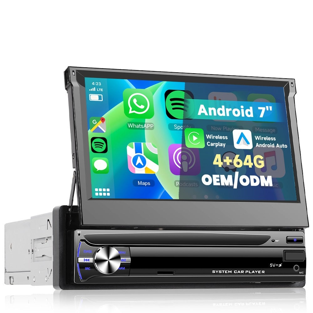 Navigatie 1DIN, Ecran retractabil, 4GB RAM 64GB, 4core carplay / android auto