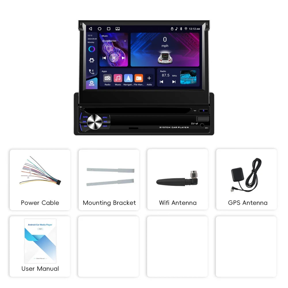 Navigatie 1DIN, Ecran retractabil, 4GB RAM 64GB, 4core carplay / android auto