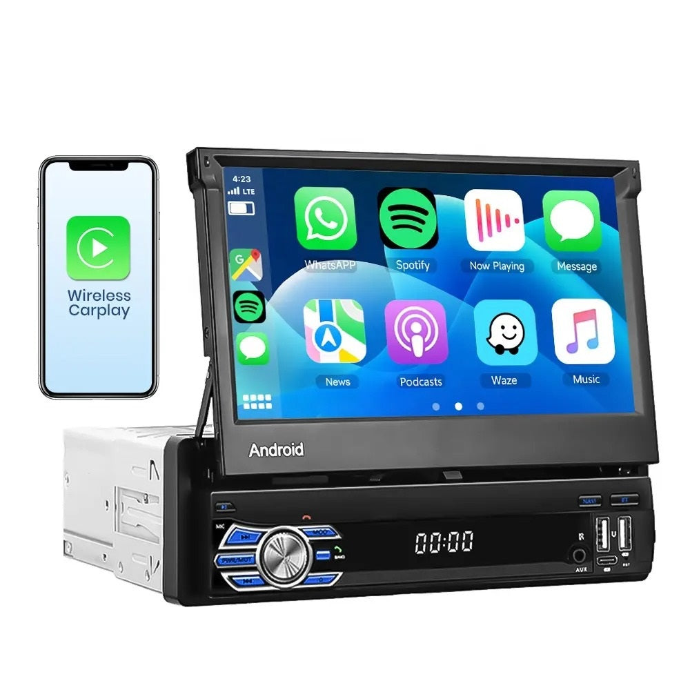 Navigatie 1DIN, Ecran retractabil, 2GB RAM 64GB, Android, Bluetooth, Wifi, Carplay / Android Auto