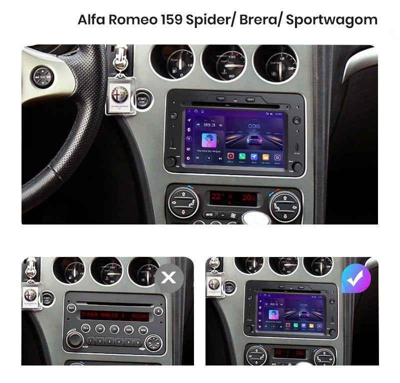 Navigatie Alfa Romeo 159, Brera, Spider, Android 12, 4GB RAM 64GB, octacore, carplay android auto