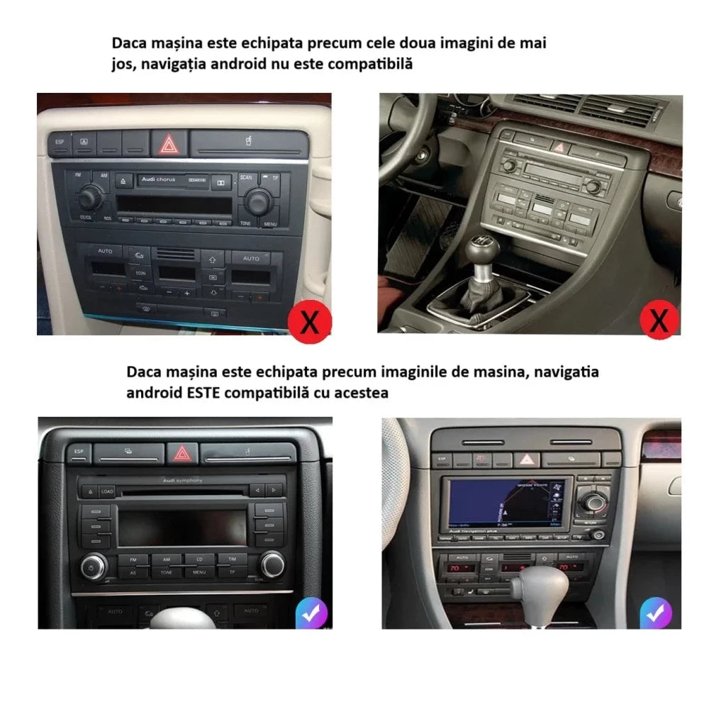 Navigatie Audi A4 (2002-2008), Android, Ecran 9 inch 2K, 12GB RAM 256GB, 8-core