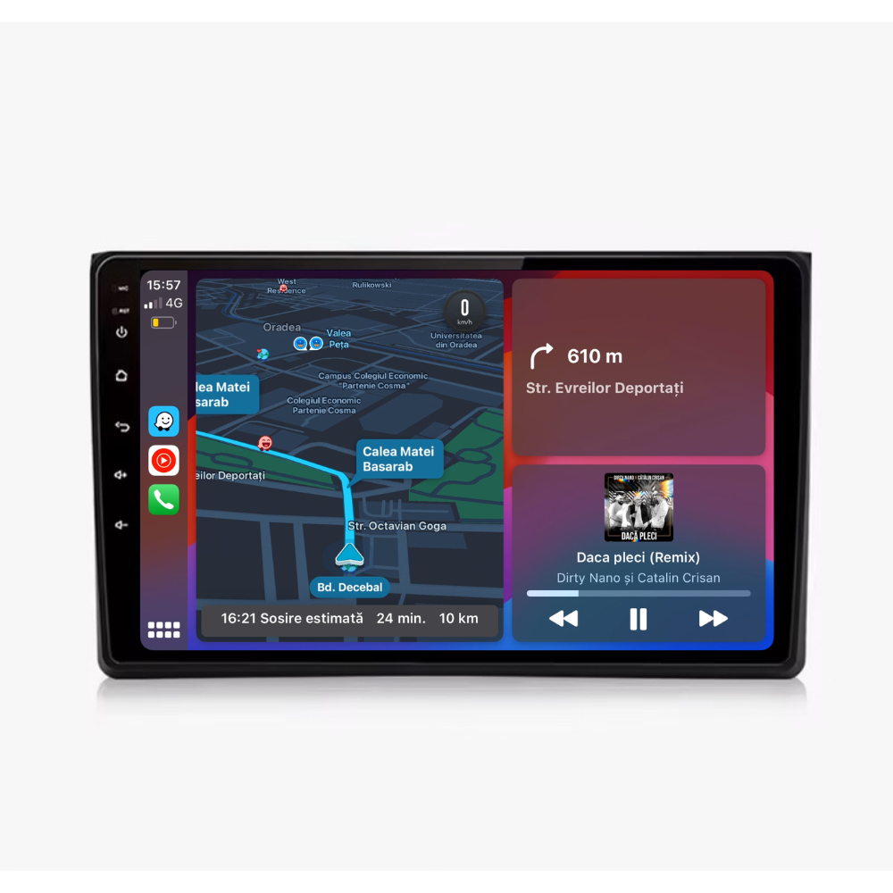 Navigatie Audi a4 b6, b7, seat exeo, android 12, 1GB RAM 32GB, wifi, google maps, youtube, waze, bluetooth