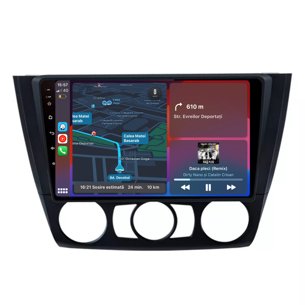 Navigatie BMW Seria 1 E81 E82 E87 E88 (2003-2014), Android 12, 1GB RAM 32GB, waze, youtube, google maps,bluetooth