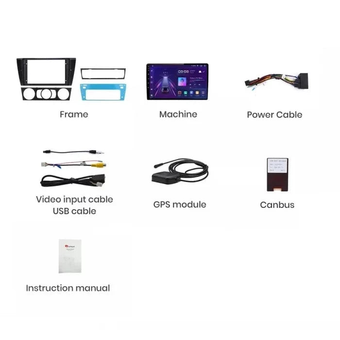 Navigatie Bmw seria 3 E90, E91, E92, E93, Android 12, 1GB RAM 32GB, google maps, youtube, waze, wifi, bluetooth