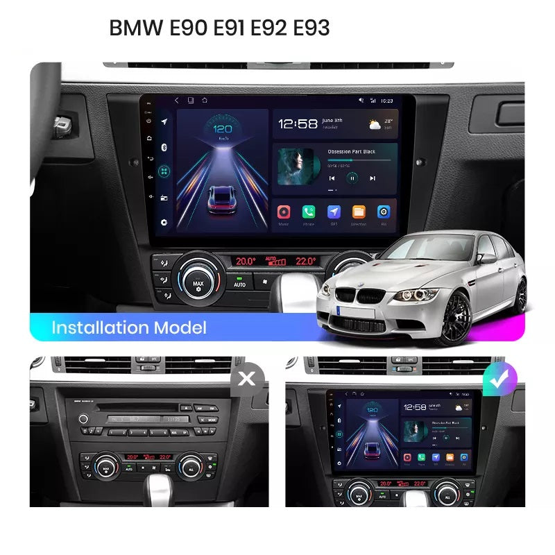 Navigatie Bmw seria 3 E90, E91, E92, E93, Android 12, 1GB RAM 32GB, google maps, youtube, waze, wifi, bluetooth