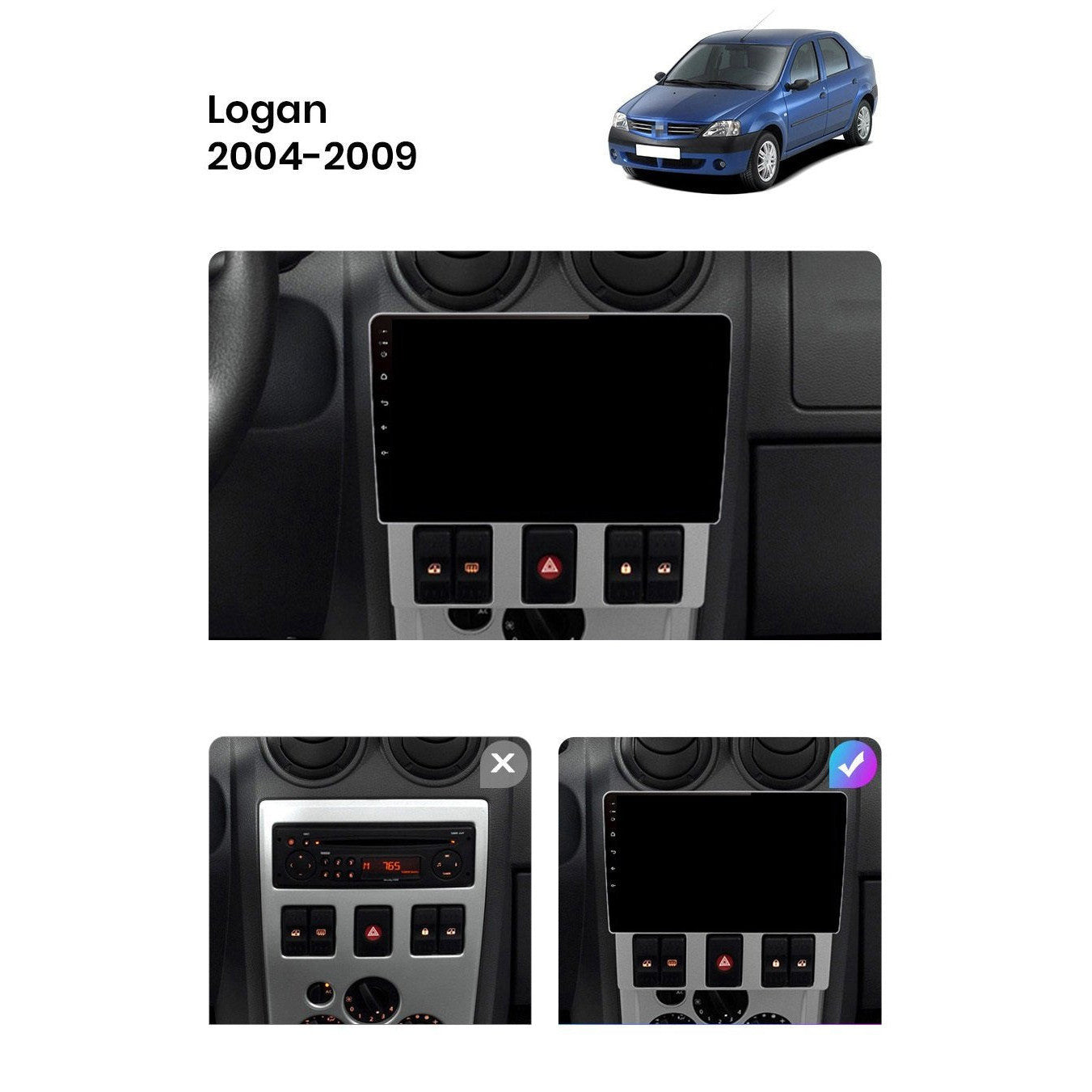 Navigatie Dacia Logan 1 (2004-2008), Android, Ecran 2K, 8GB RAM 256GB, 8-core