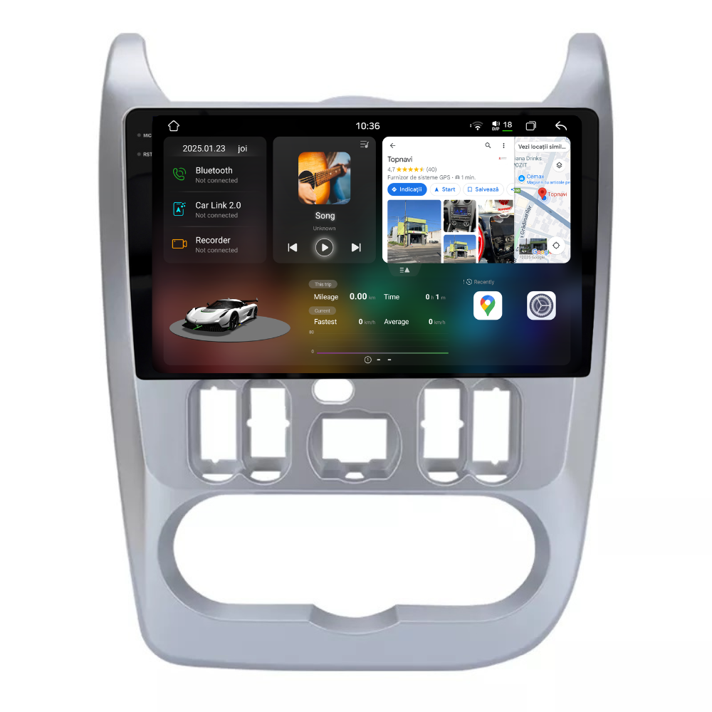 Navigatie Dacia Sandero (2009-2013), Android, Ecran 9 inch 2K, 12GB RAM 256GB, 8-core