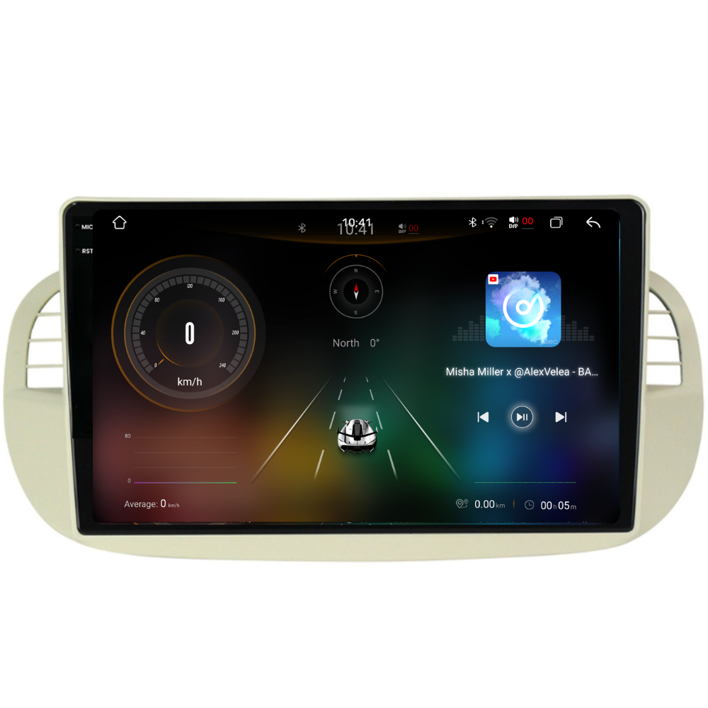 Navigatie Fiat 500 (2007-2015), Ecran 9 inch 2K, 12GB RAM 256GB, 8-core