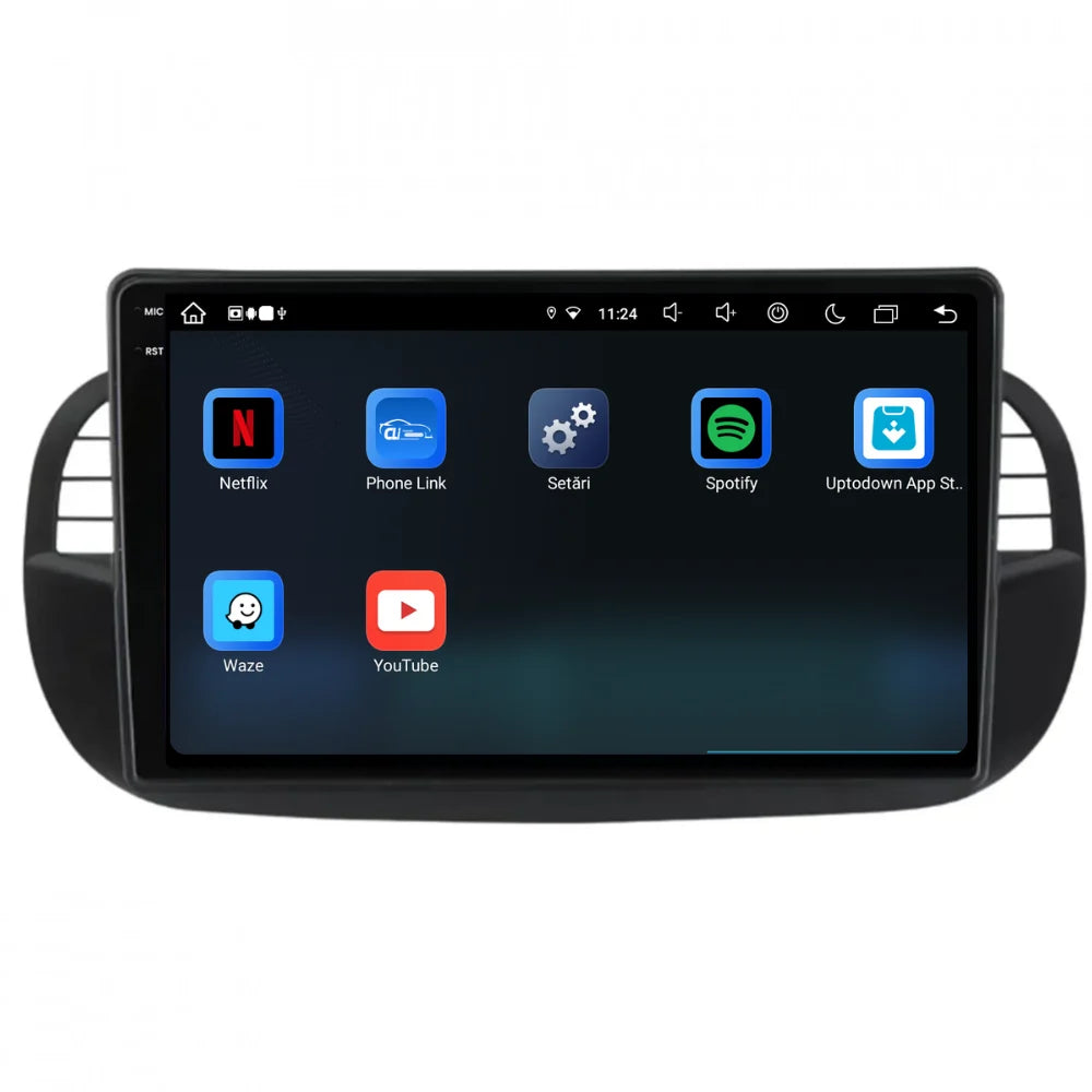 Navigatie Fiat 500 (2007-2015), Ecran 9 inch, 8GB RAM 256GB, 8-core, negru