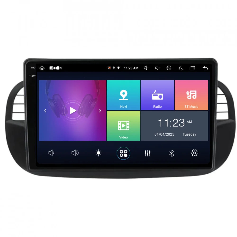 Navigatie Fiat 500 (2007-2015), Ecran 9 inch, 8GB RAM 256GB, 8-core, negru