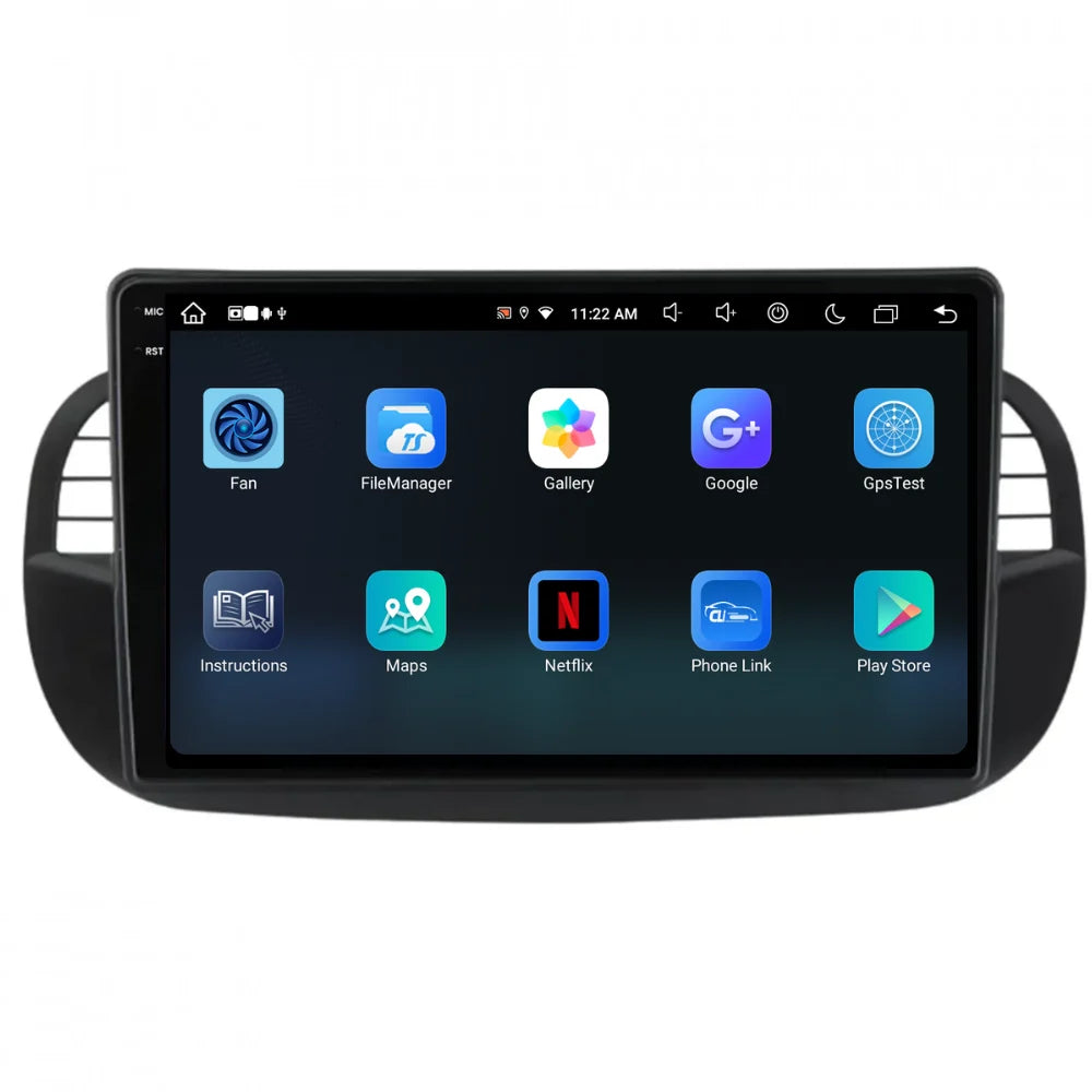 Navigatie Fiat 500 (2007-2015), Ecran 9 inch, 8GB RAM 256GB, 8-core, negru