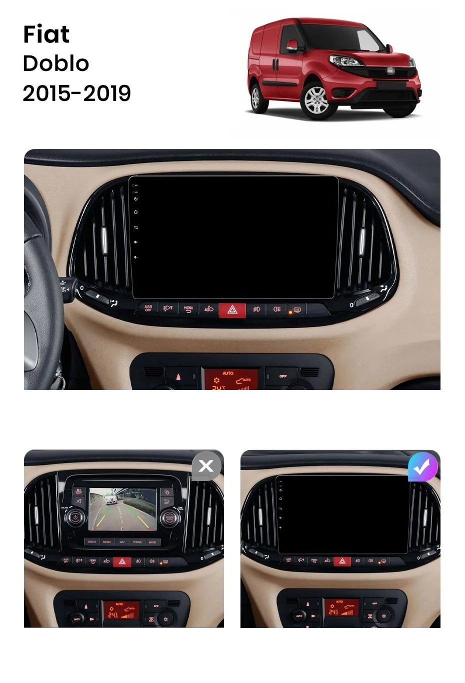 Navigatie Fiat Doblo (2015-2019), Ecran 2K, 8GB RAM 256GB, 8-core