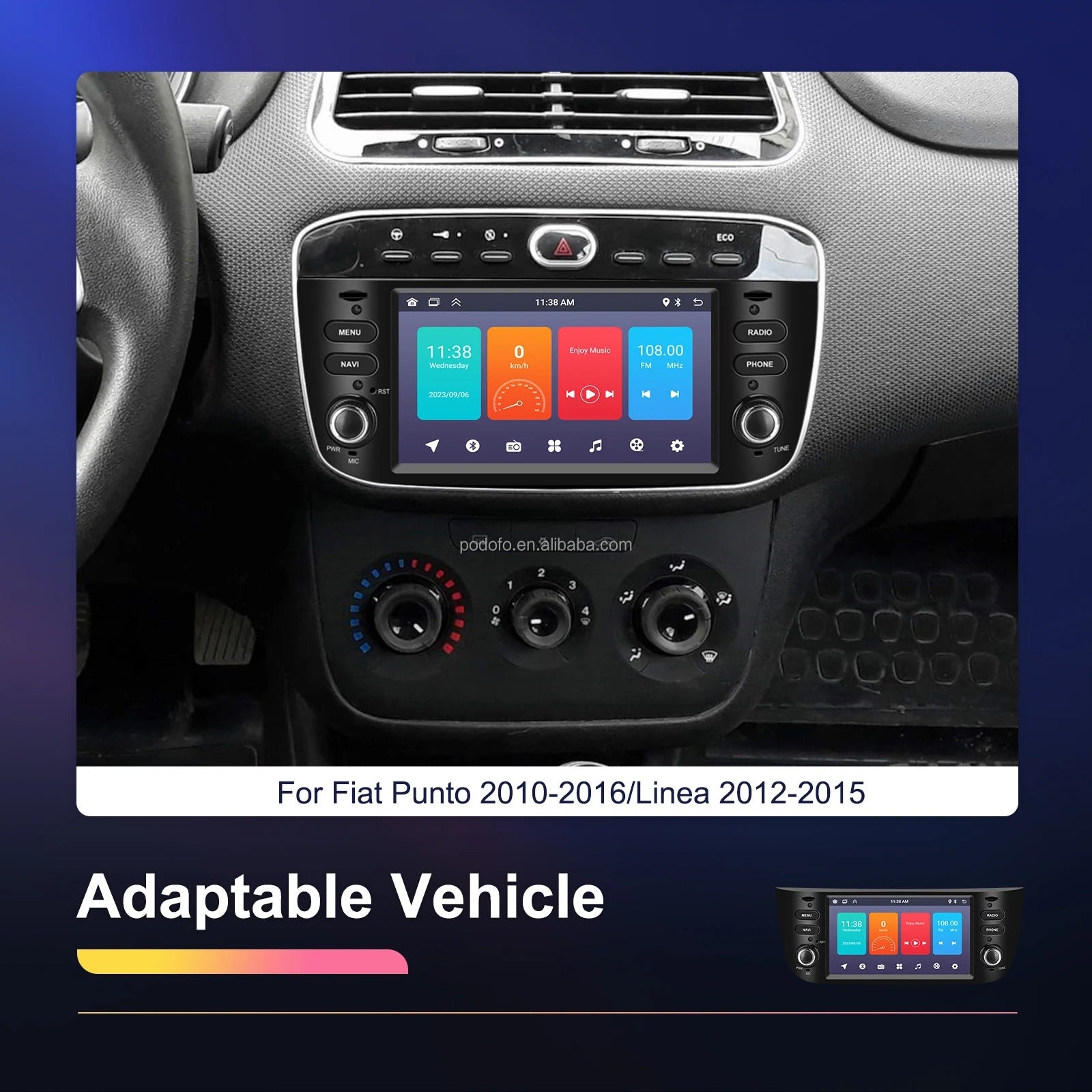 Navigatie Fiat Punto (2010-2018) Ecran 7 inch, 1GB RAM 32GB