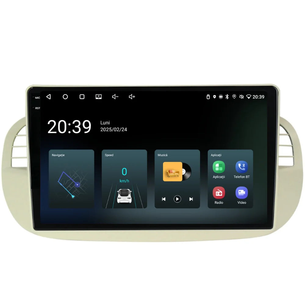 Navigatie Fiat 500 (2007-2015), Ecran 9 inch, 4GB RAM 64GB, 4-core