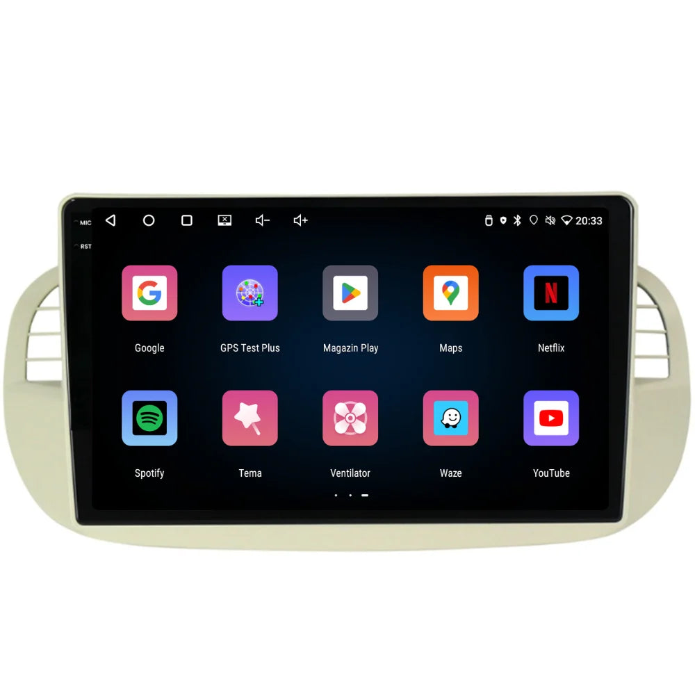 Navigatie Fiat 500 (2007-2015), Ecran 9 inch, 4GB RAM 64GB, 4-core