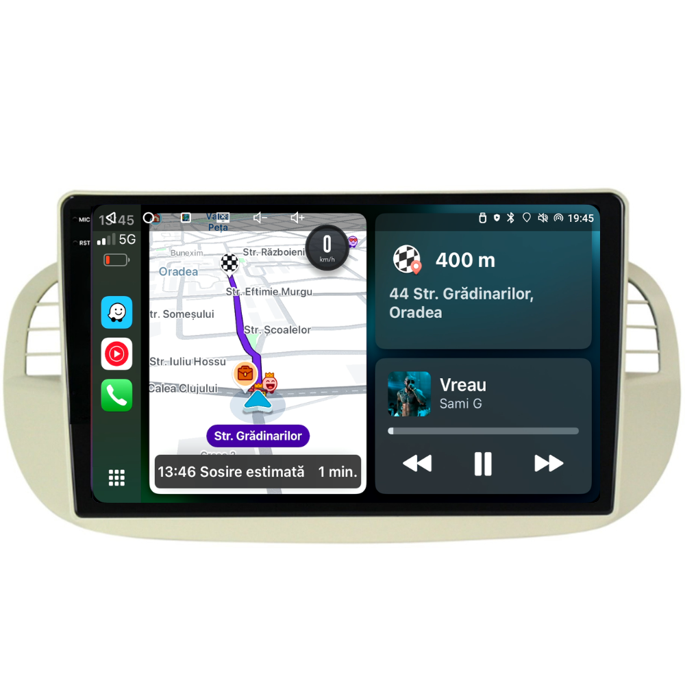 Navigatie Fiat 500 (2007-2015), Ecran 2K, 4GB RAM 64GB, 8-core