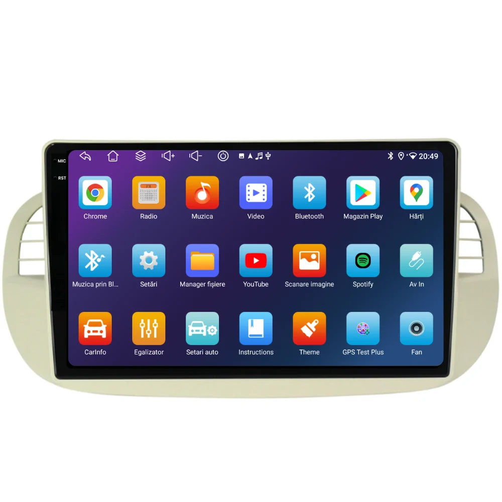 Navigatie Fiat 500 (2007-2015), Ecran 9 inch, 6GB RAM 128GB, 8-core
