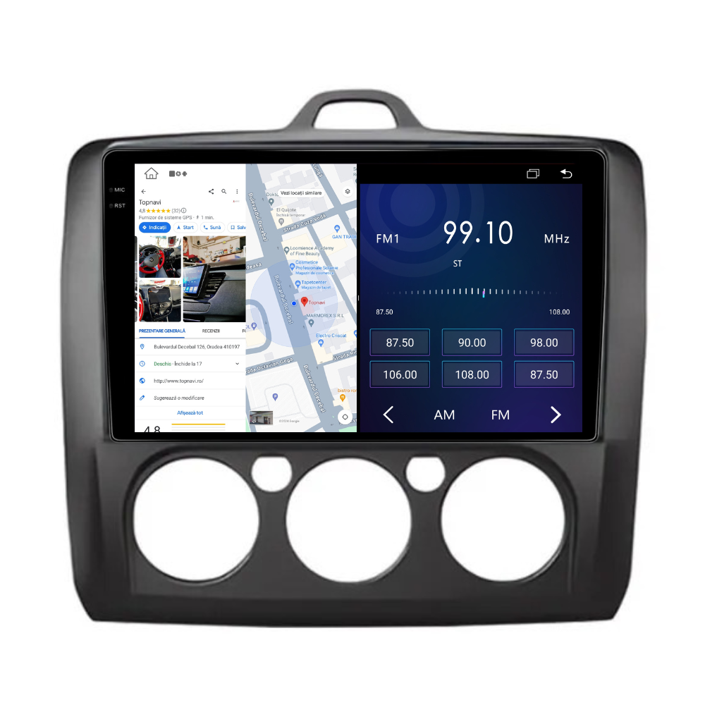 Navigatie Ford Focus 2004-2011, Android 13,Ecran 2K, 4GB RAM 64GB, Octa Core, carplay /android auto,rama negru AC