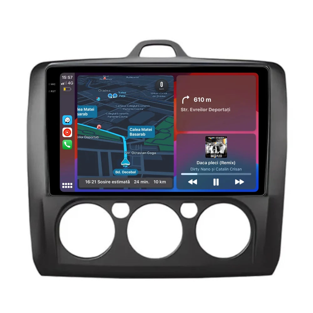 Navigatie Ford Focus 2004-2011, Android 13,Ecran 2K, 4GB RAM 64GB, Octa Core, carplay /android auto,rama negru AC