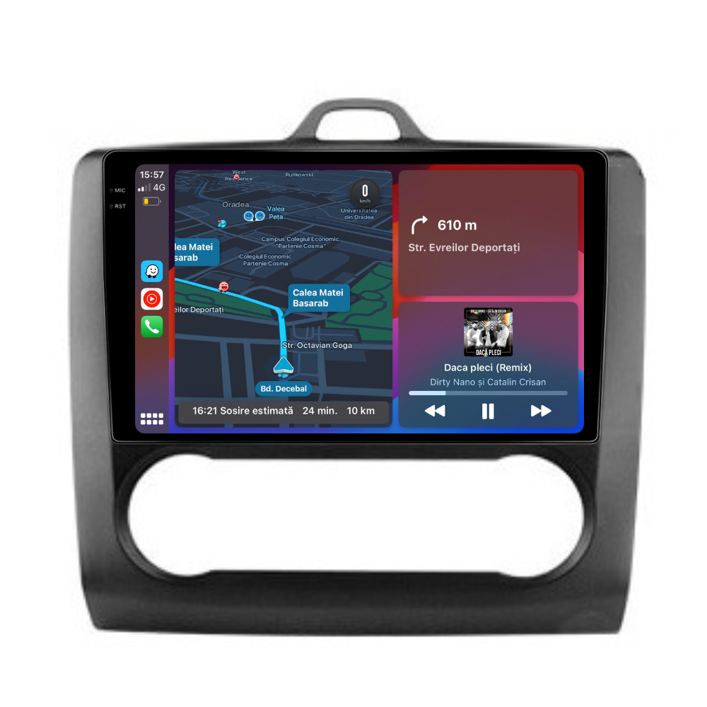 Navigatie Ford Focus 2004-2011, Android 13,Ecran 2K, 4GB RAM 64GB, Octa Core, carplay /android auto,rama negru clima