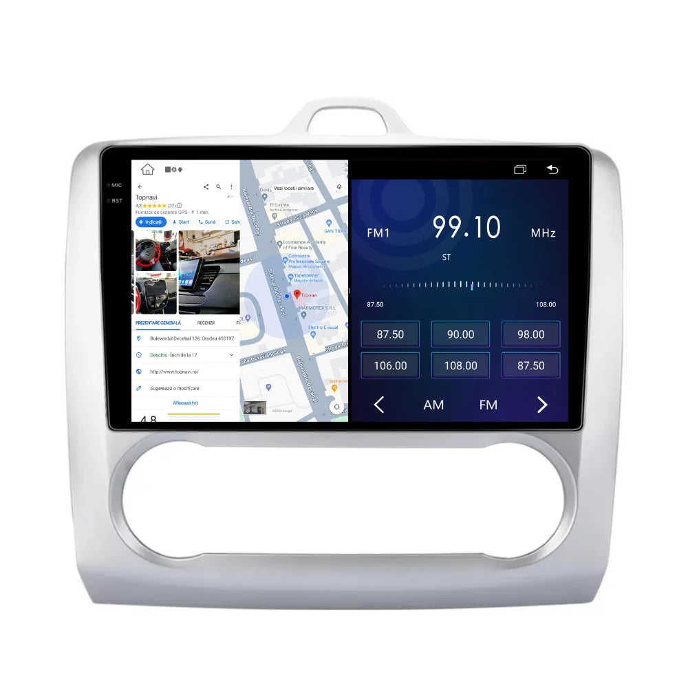 Navigatie Ford Focus 2004-2011, Android 13,Ecran 2K, 4GB RAM 64GB, Octa Core, carplay /android auto,rama argintiu clima