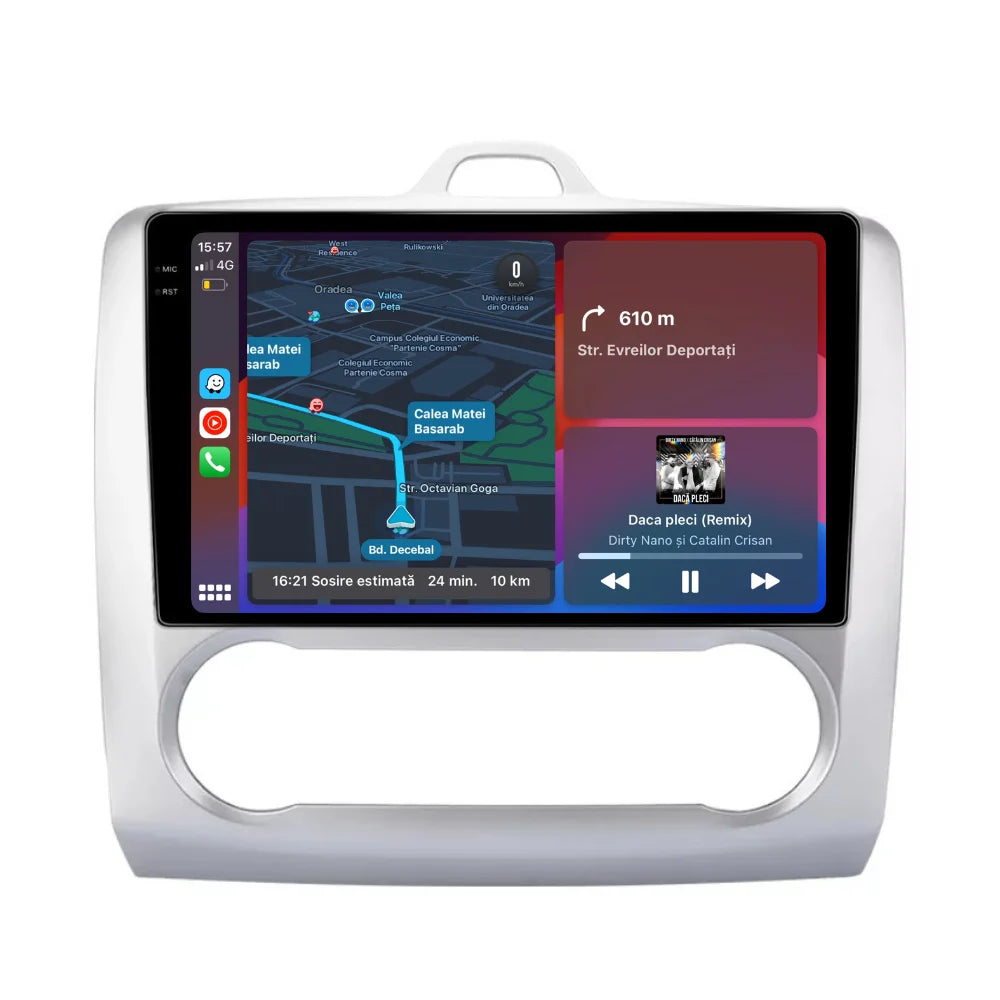 Navigatie Ford Focus 2004-2011, Android 13,Ecran 2K, 4GB RAM 64GB, Octa Core, carplay /android auto,rama argintiu clima