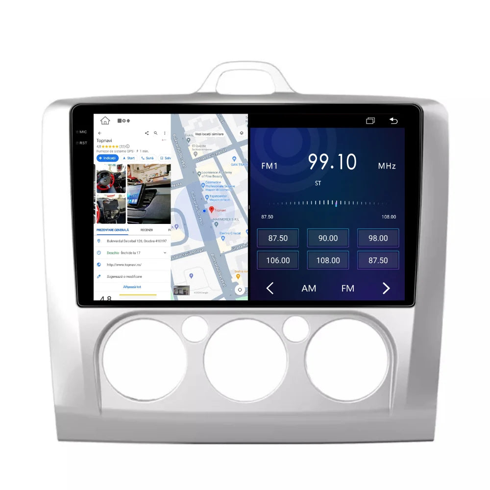 Navigatie Ford Focus 2004-2011, Android 13,Ecran 2K, 8GB RAM 256GB, Octa Core, carplay /android auto, rama argintiu AC