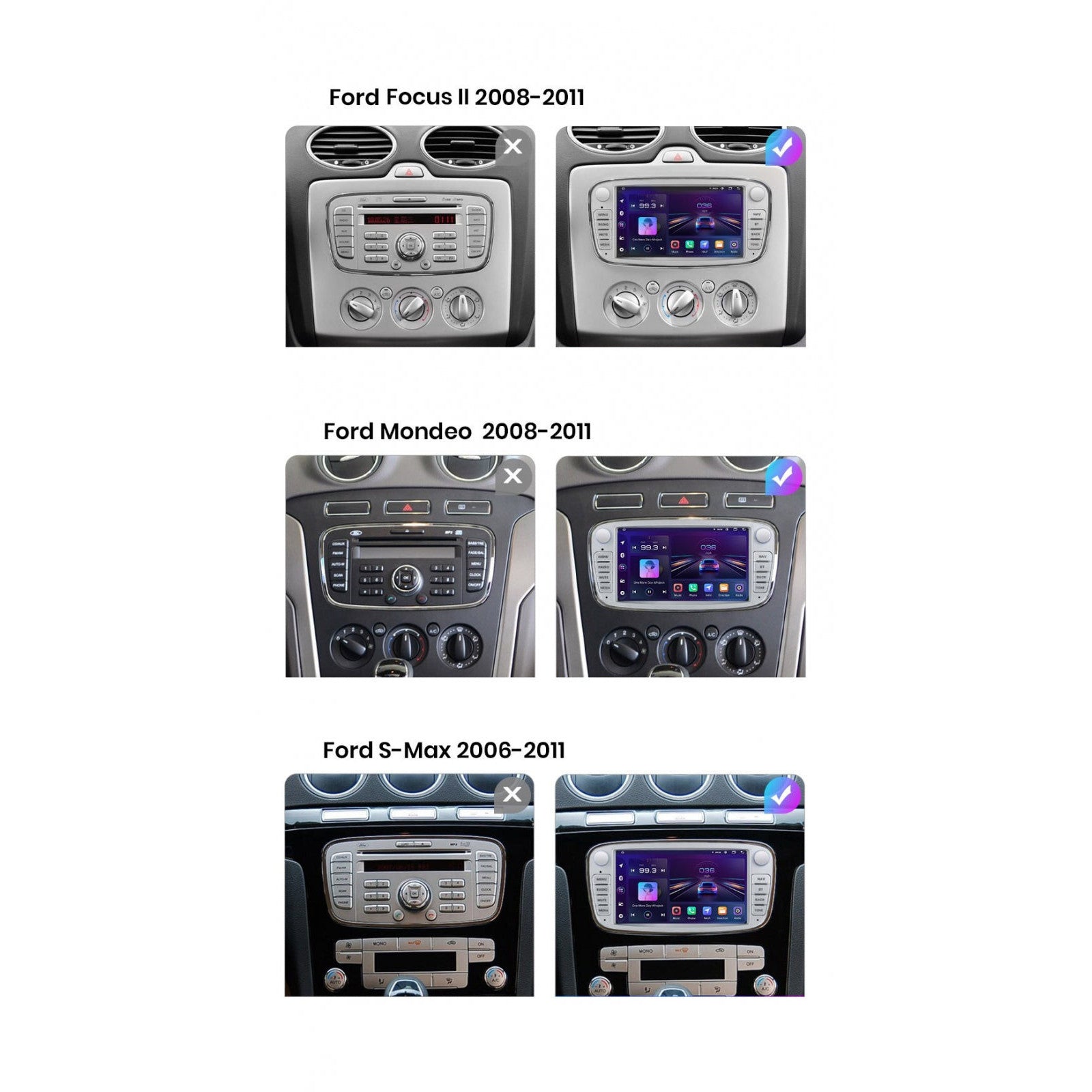 Navigatie Ford Focus (2004-2012), Android, 4GB RAM 64GB, 8-core, argintiu
