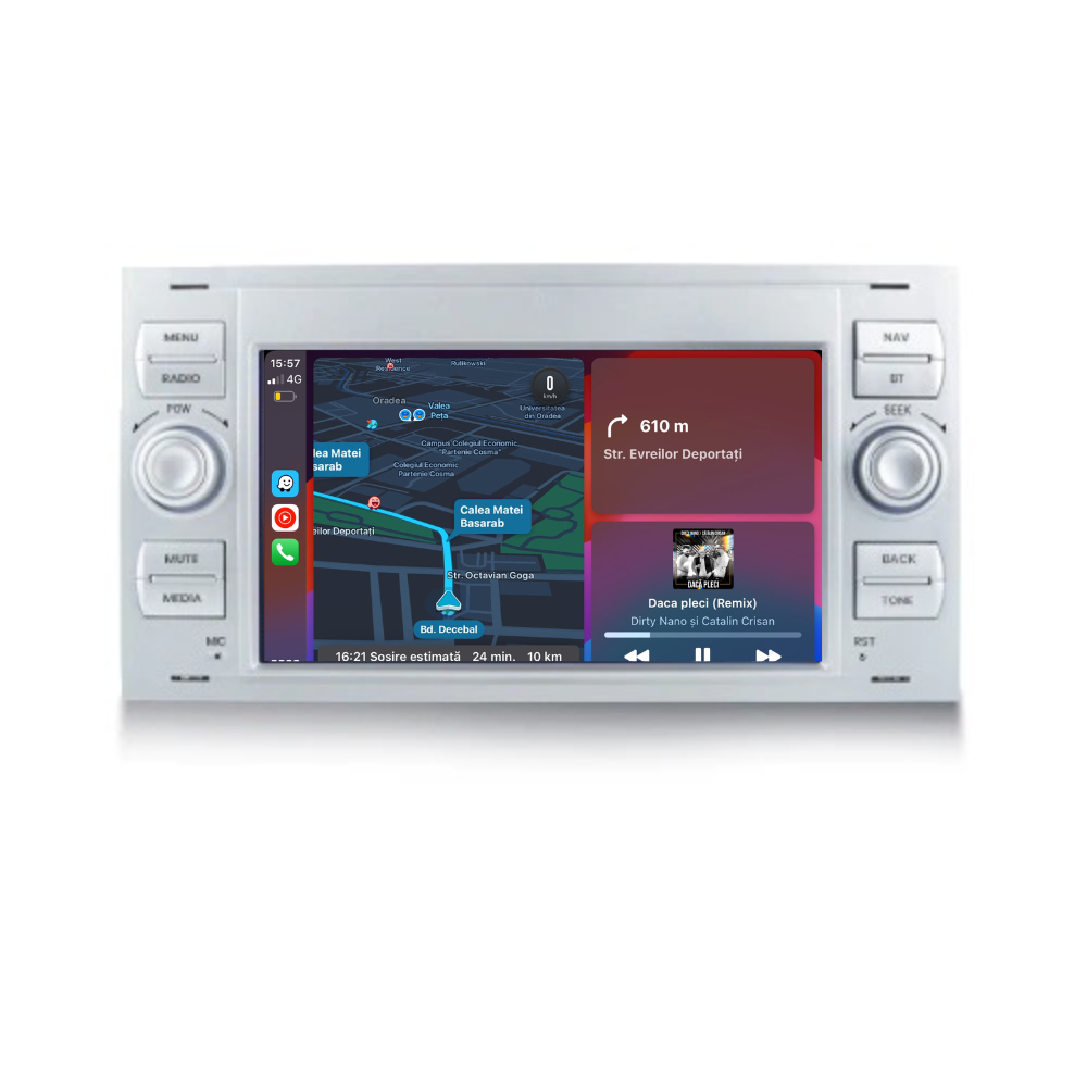 Navigatie Ford Fiesta (2002-2008), Android, 1GB RAM 32GB, argintiu
