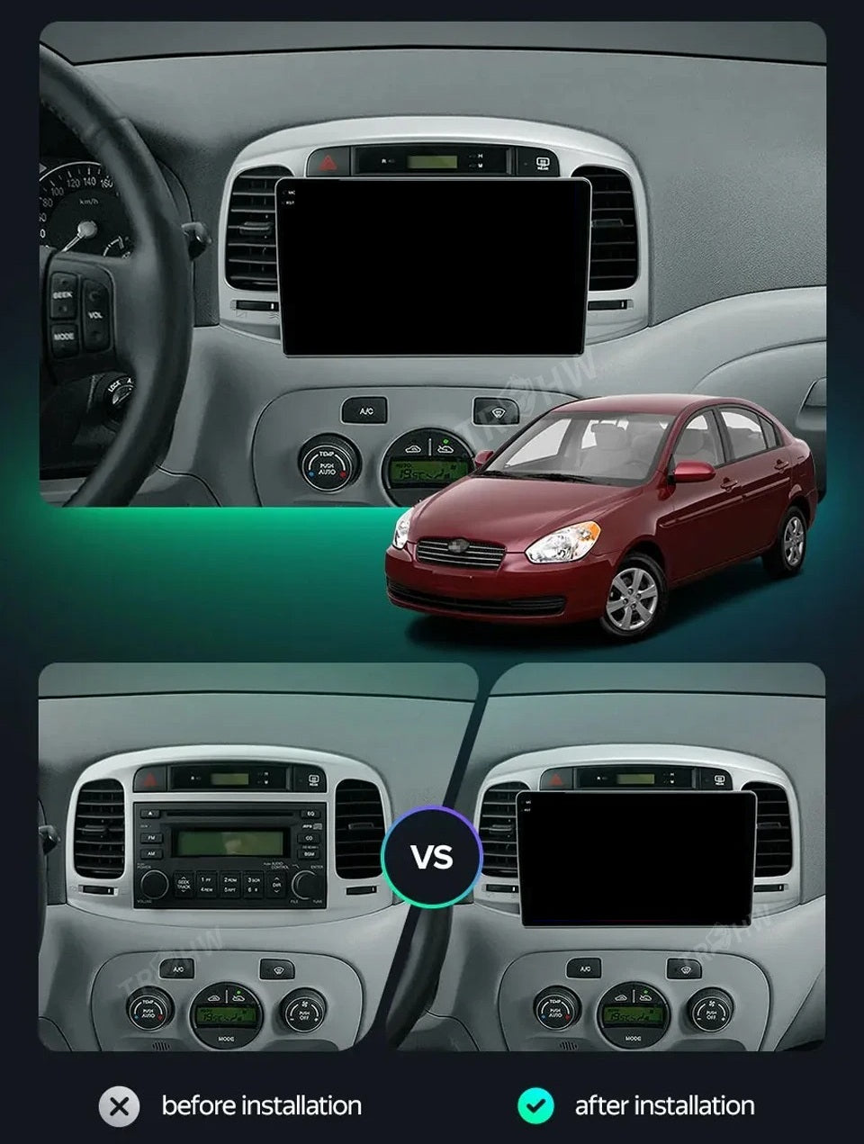 Navigatie Hyundai Accent (2007-2012), Ecran 2K, 8GB RAM 256GB, 8-core