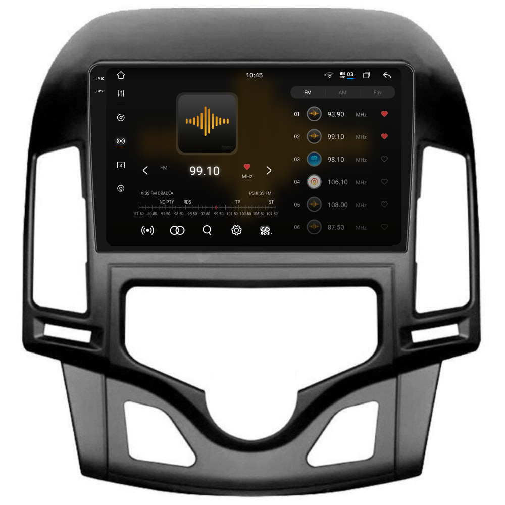 Navigatie Hyundai i30 (2007-2012), Ecran 9 inch 2K, 12GB 256GB, 8-core, clima manuala