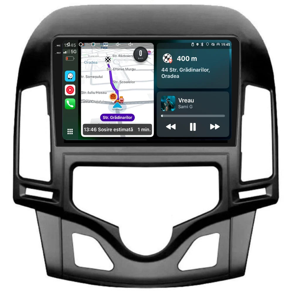 Navigatie Hyundai i30 (2007-2012), Ecran 9 inch 2K, 12GB 256GB, 8-core, clima manuala