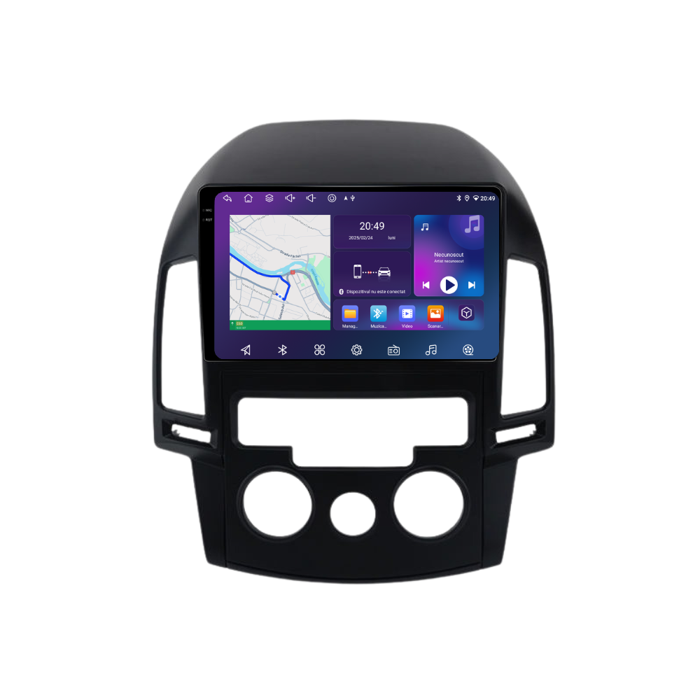 Navigatie Hyundai i30 (2007-2012), Ecran 9 inch, 6GB 128GB, 8-core, clima manuala