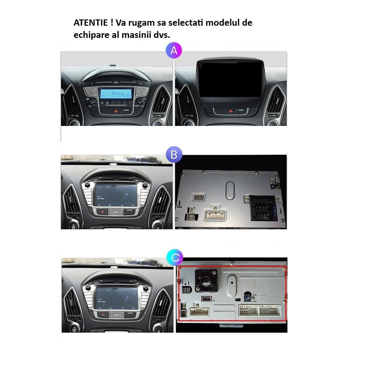 Navigatie Hyundai Tucson (2009-2015), Ecran 10 inch, Carplay Android Auto, Youtube, Waze