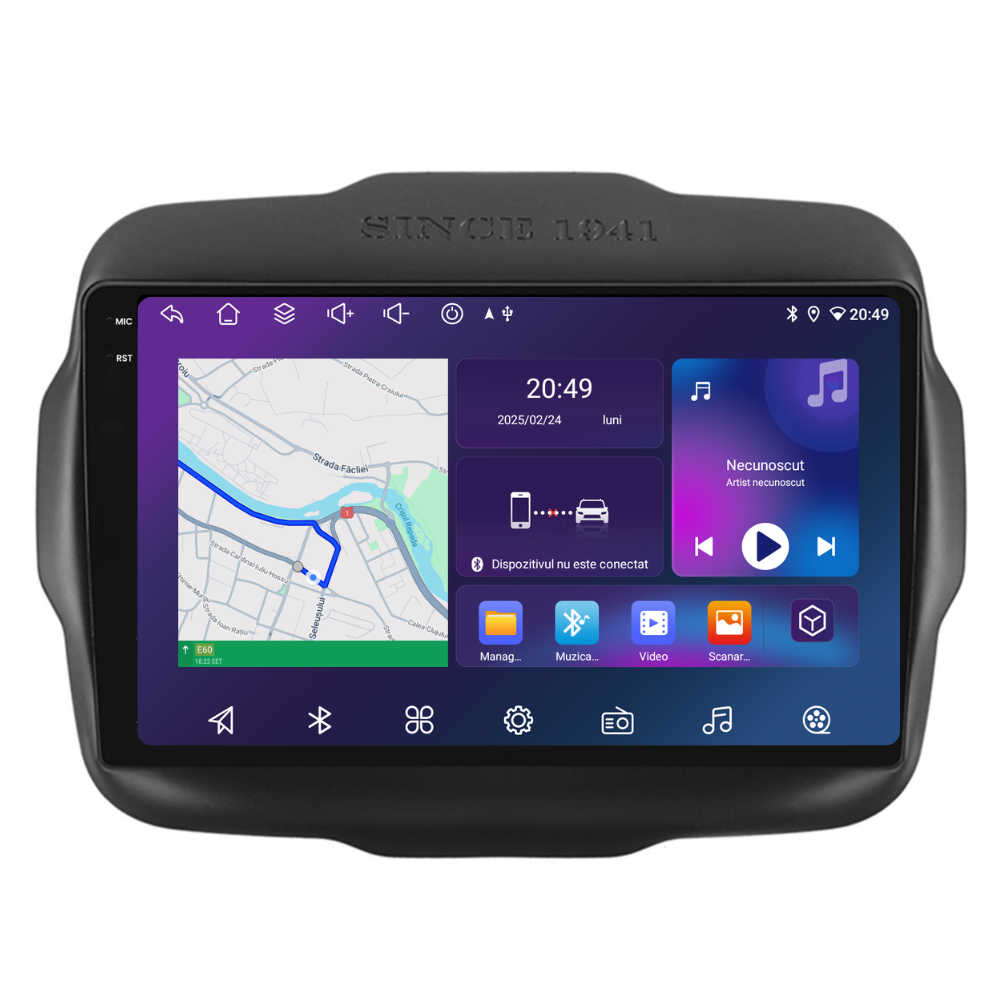 Navigatie Jeep Renegade (2016-2020), Ecran 9 inch, 6GB RAM 128GB, 8-core