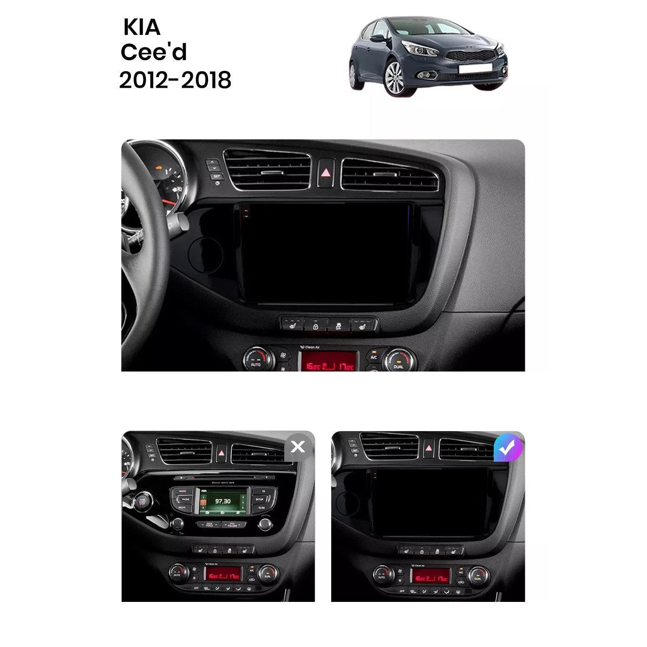 Navigatie Kia Ceed 2 (2012-2018), Ecran 2K, 4GB RAM 64GB, 8-core