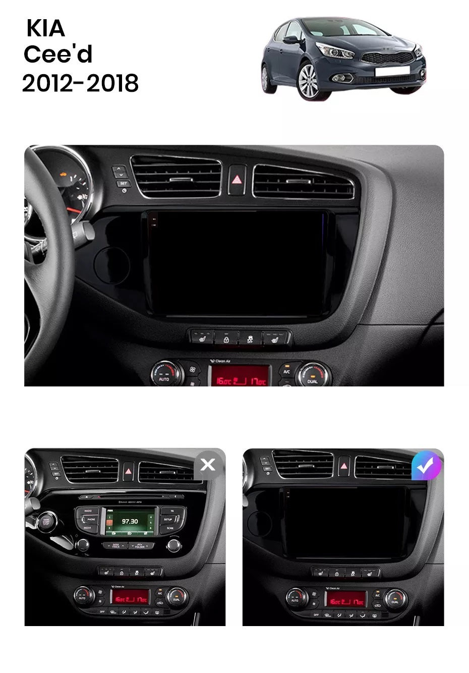 Navigatie Kia Ceed 2 (2012-2018), Ecran 2K, 8GB RAM 256GB, 8-core