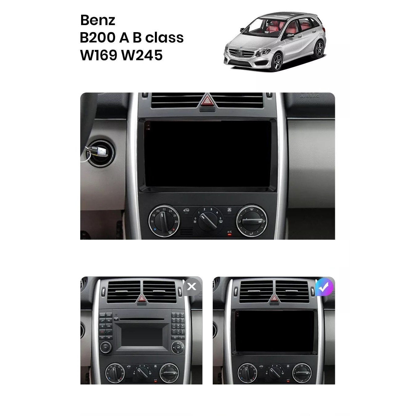 Navigație Mercedes A-Class W168 W169 (1997-2012), Android, Ecran 2K, 8GB RAM 256GB, 8-core