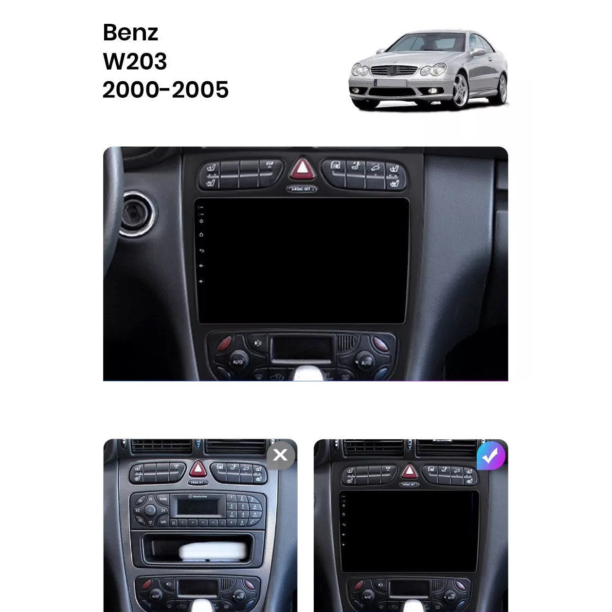 Navigație Mercedes C-Class w203 (2000-2005), Android, Ecran 2K, 4GB RAM 64GB, 8-core