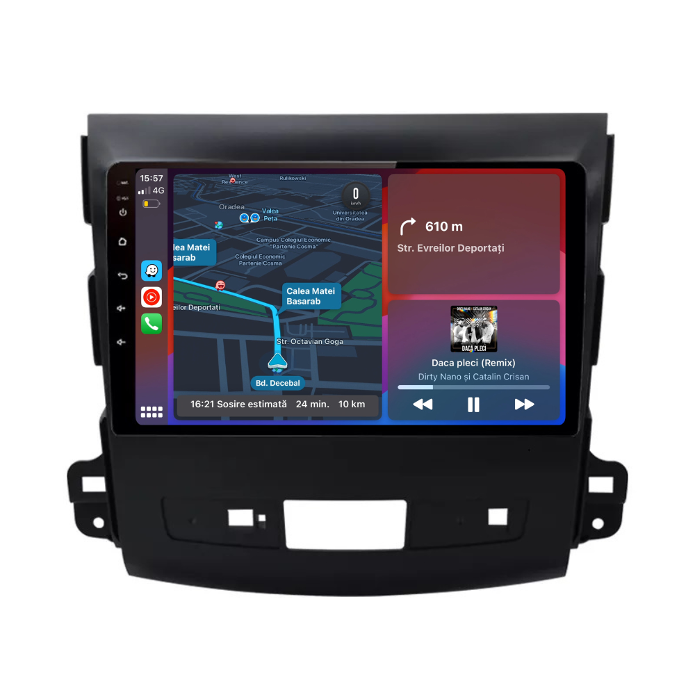 Navigatie Peugeot 4007 (2007-2014), Ecran 9 inch, Carplay / Android auto, Youtube, Waze